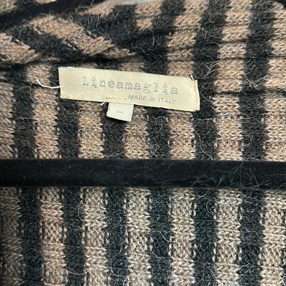 Made in Italy Striped Draped Cardigan | Waterfall Open Knit · Lineamaglia - Picture 3 of 6